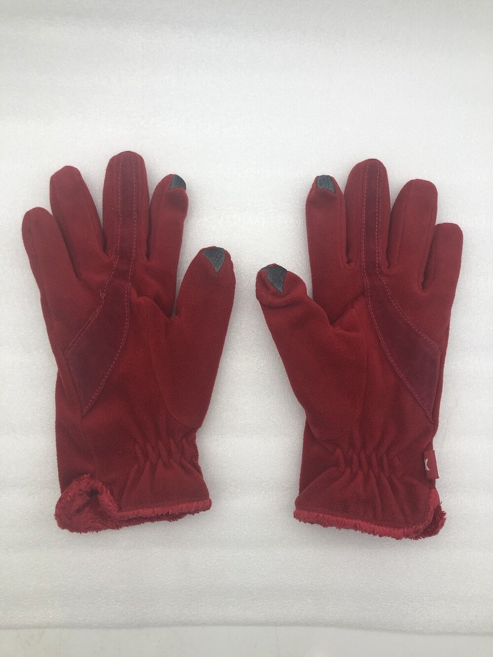 one size red women gloves 94% polyester Patch Line Genuine Leather used